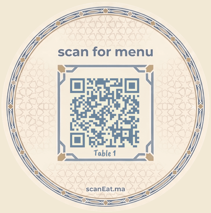 Sous-verre ScanEat : scan for menu, Table 1, scaneat.maeh.dev